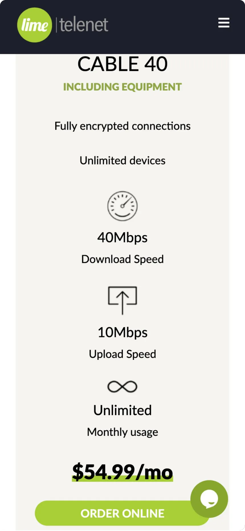 Lime Telenet internet packages mobile screenshot