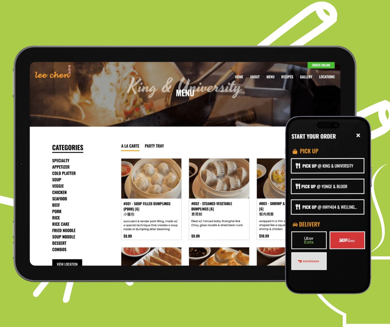 Restaurant web design focusing on traffic growth and delivery service such as UberEats integration.