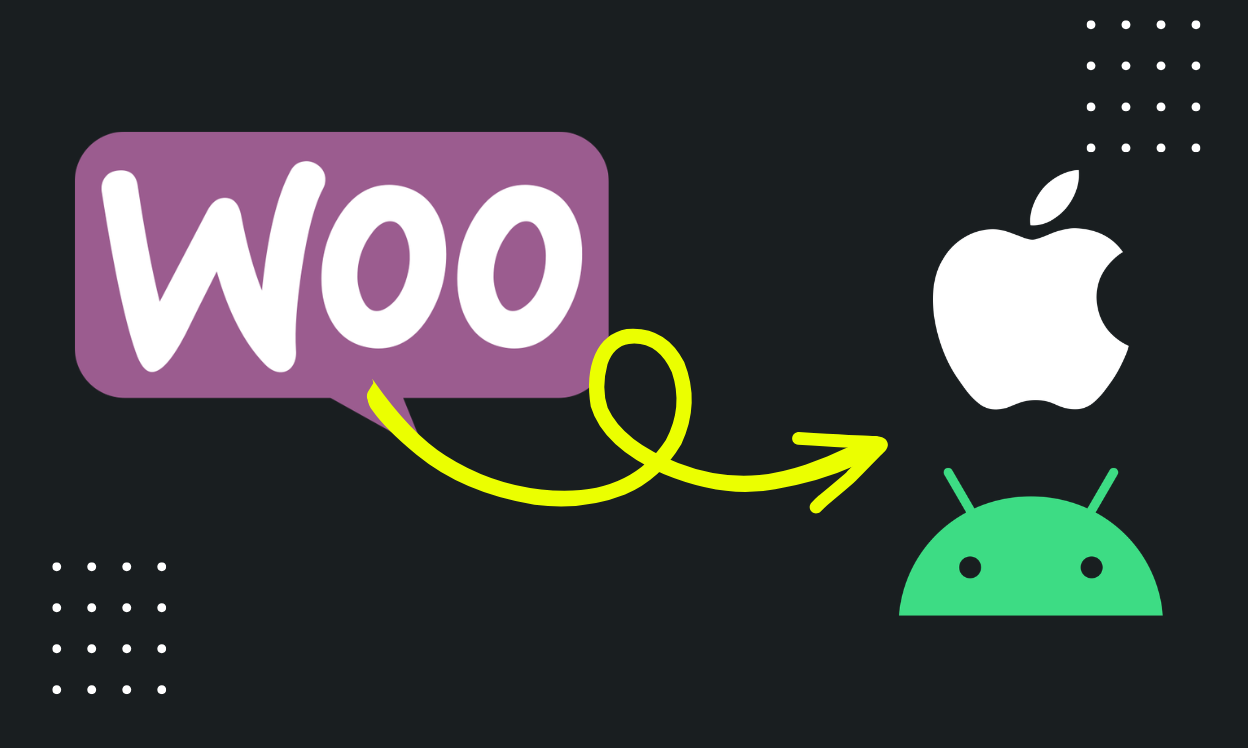 Illustration of converting Woocommerce store into native mobile app.