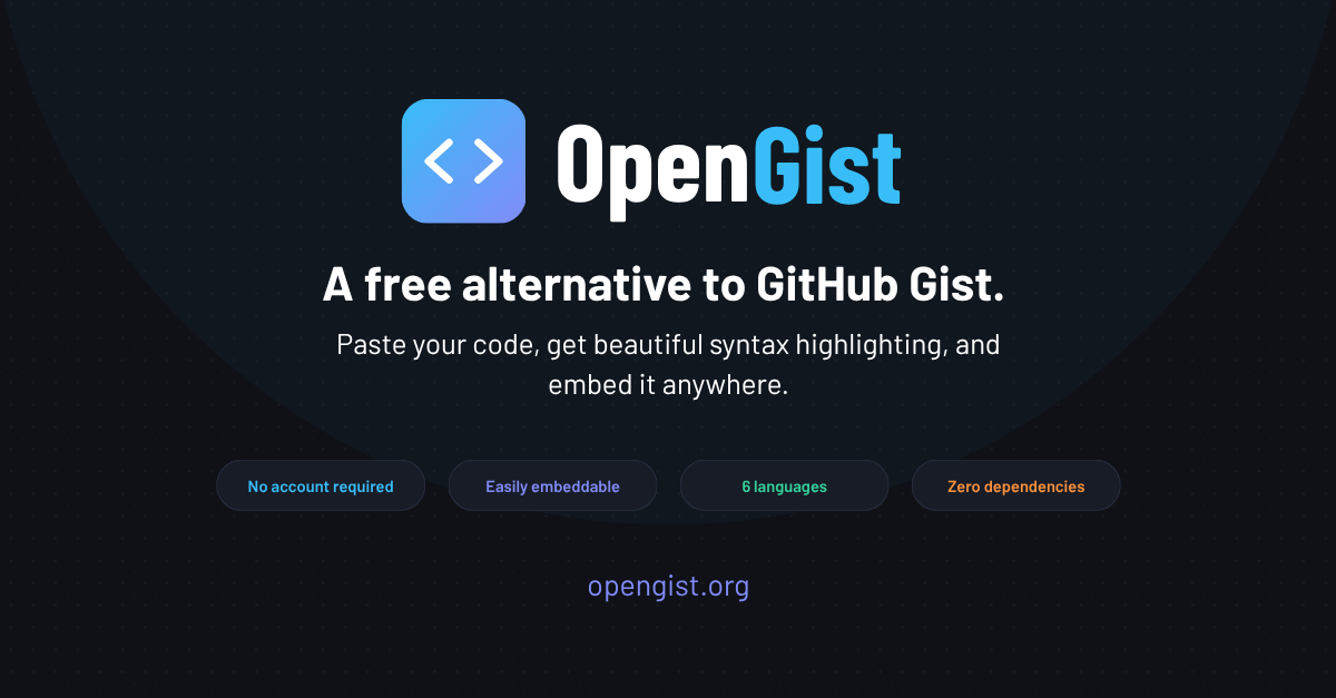 Cover image of OpenGist - A Free GitHub Gist Alternative for WordPress